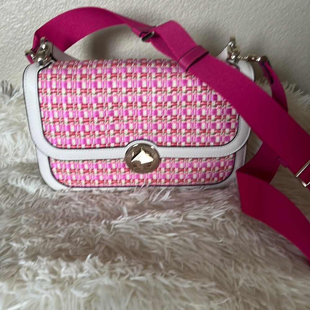 kate spade Pink and White Tweed Crossbody Shoulder Bag